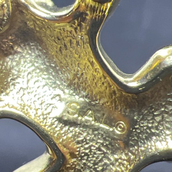 Vintage Gold Tone And Swarovski Crystal Frog Brooch Signed SAL (4085) - Picture 6 of 6